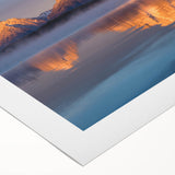 Art deco poster of Grand Tetons scenery in muted earth tones on rolled canvas, suitable for dining room walls.