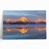 Black and white stretched canvas of the Grand Tetons, ideal for kitchen wall art or bedroom ambiance.