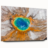 Acrylic print of Yellowstone landscape in natural earth tones, suitable for bedroom or dining room decor.