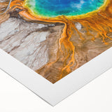 Art deco poster of Yellowstone scenery in pastel colors on rolled canvas, suitable for dining room wall art.
