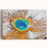 Black and white photograph of Yellowstone National Park on large stretched canvas, ideal for kitchen wall art.