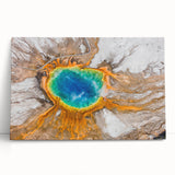 Black and white photograph of Yellowstone scenery on stretched canvas, ideal for kitchen wall art or bedroom.
