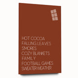 Large abstract wall art depicting fall foliage in warm tones on acrylic glass, ideal for bedroom or dining room art.