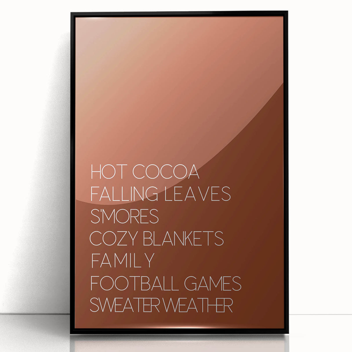 Large abstract wall art depicting autumnal trees in fiery hues on black framed acrylic.