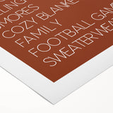 Art deco poster of a stylized autumn scene in orange and brown tones on rolled canvas, suitable for dining room decor.