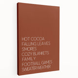 Autumn-themed landscape on stretched canvas, featuring warm orange and red leaves, ideal for kitchen wall art.