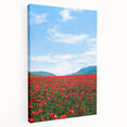 Spring-themed stretched canvas depicting vibrant green and pastel floral motifs, suitable for kitchen wall art.