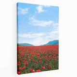 Spring-themed stretched canvas depicting vibrant green and pastel floral motifs, suitable for kitchen wall art.