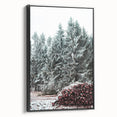 Winter landscape art on framed canvas in black and white, ideal for bedroom wall decor.