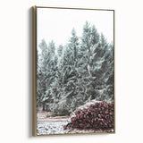 Framed canvas featuring a winter landscape in black tones, ideal for bedroom wall art.