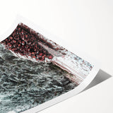 Extra large wall art featuring line art flowers in muted blue and white tones, ideal for large living room decor.