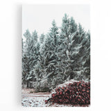 Black and white abstract winter scene on large stretched canvas, suitable for kitchen wall art.
