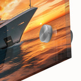 Large abstract wall art depicting various modes of transportation in muted earth tones on acrylic glass.