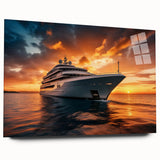 Large abstract wall art featuring colorful, geometric transportation motifs on acrylic glass.