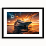 Extra large abstract art print featuring vibrant, colorful transportation motifs on a textured canvas, framed in black.