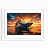 Abstract art print featuring assorted vehicles in muted gray and blue tones on a framed white mat.