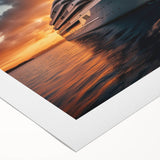 Art deco poster featuring streamlined vehicles in muted metallic tones on rolled canvas, suitable for dining room walls.