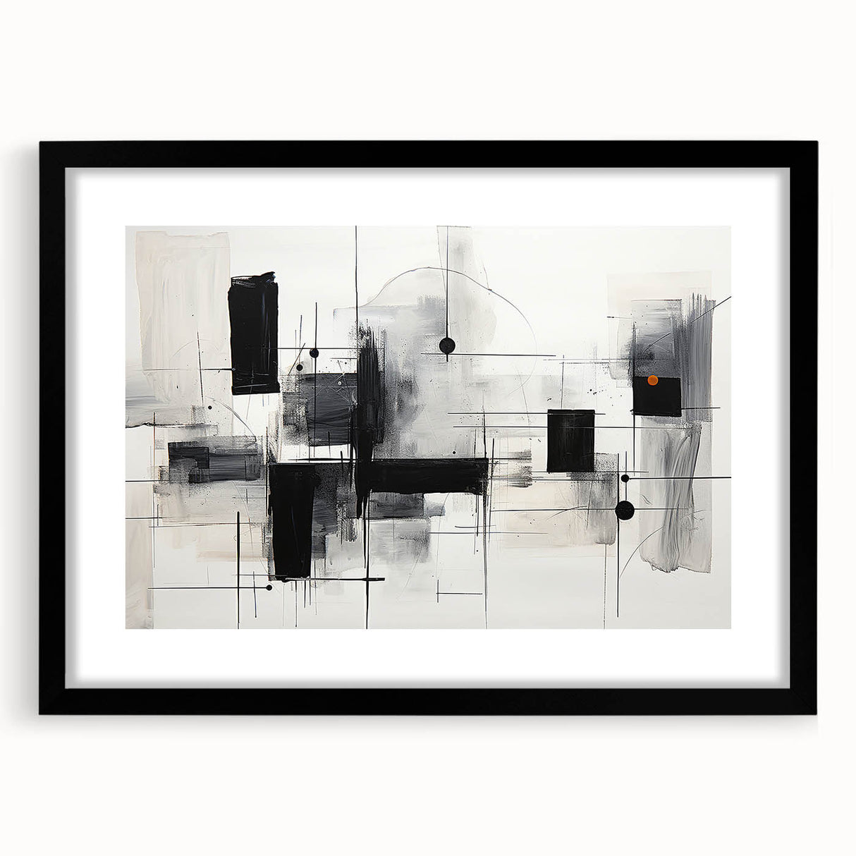 Geometric Black & White Abstract Bedroom Wall Art – Canvas & Prints