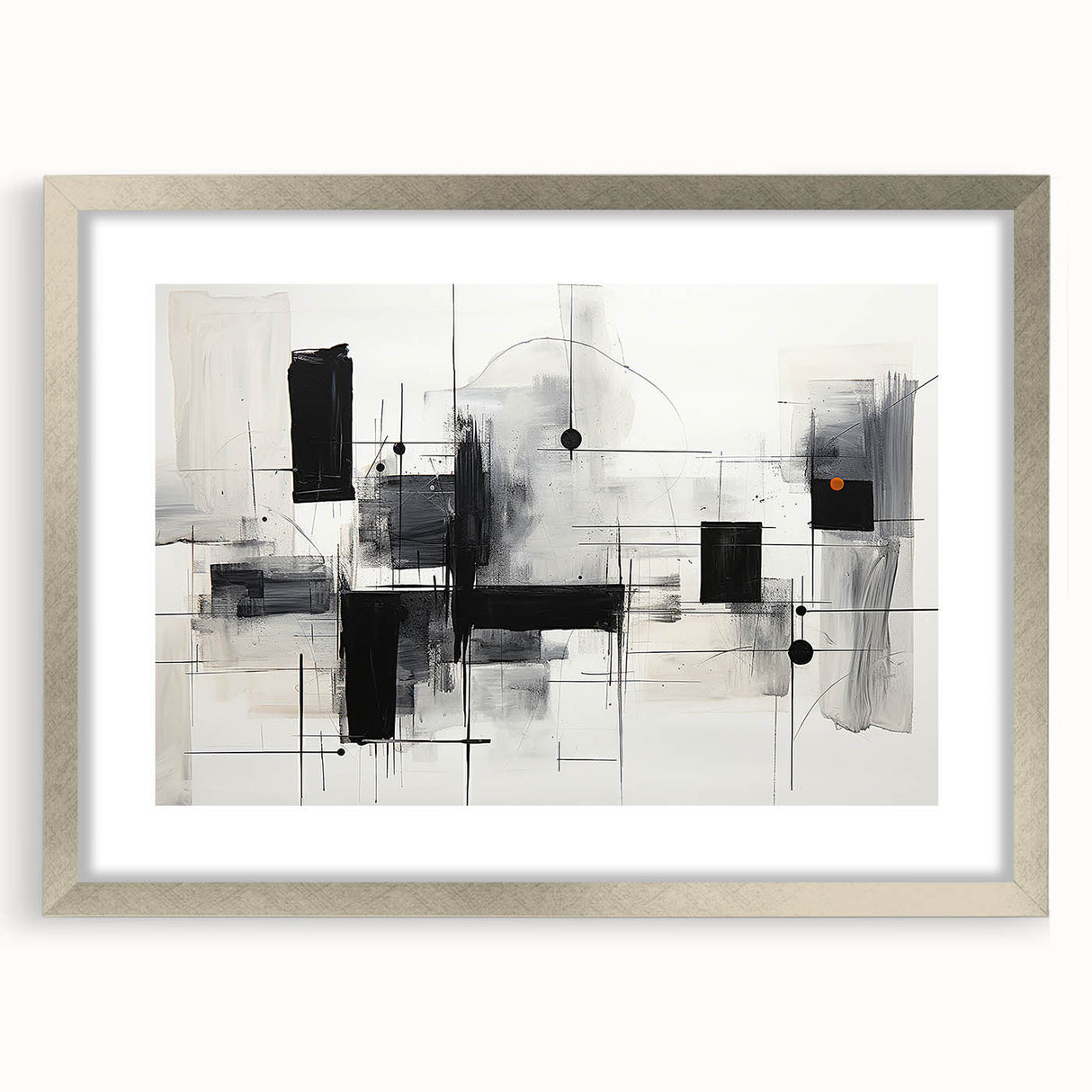 Geometric Black & White Abstract Bedroom Wall Art – Canvas & Prints