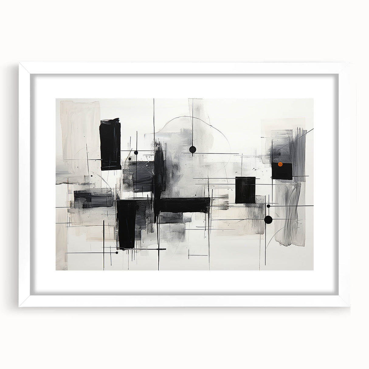 Geometric Black & White Abstract Bedroom Wall Art – Canvas & Prints