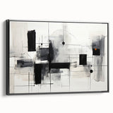 Geometric Black & White Abstract Bedroom Wall Art – Canvas & Prints