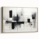Geometric Black & White Abstract Bedroom Wall Art – Canvas & Prints