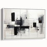 Geometric Black & White Abstract Bedroom Wall Art – Canvas & Prints