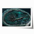 Canvas Art for Dining Area - Teal Geode Tree Abstract Print