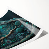 Canvas Art for Dining Area - Teal Geode Tree Abstract Print