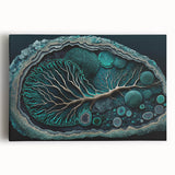 Canvas Art for Dining Area - Teal Geode Tree Abstract Print