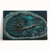 Canvas Art for Dining Area - Teal Geode Tree Abstract Print