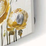 Golden Floral Elegance - Modern Living Room Wall Art