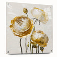 Golden Floral Elegance - Modern Living Room Wall Art