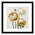 Golden Floral Elegance - Modern Living Room Wall Art