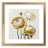 Golden Floral Elegance - Modern Living Room Wall Art