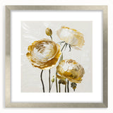 Golden Floral Elegance - Modern Living Room Wall Art