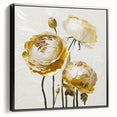 Golden Floral Elegance - Modern Living Room Wall Art