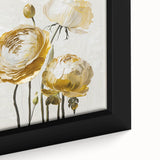 Golden Floral Elegance - Modern Living Room Wall Art