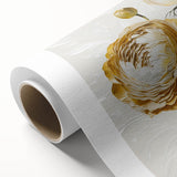 Golden Floral Elegance - Modern Living Room Wall Art