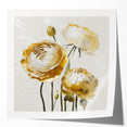 Golden Floral Elegance - Modern Living Room Wall Art