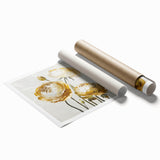 Golden Floral Elegance - Modern Living Room Wall Art