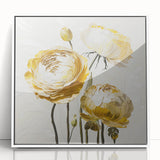 Golden Floral Elegance - Modern Living Room Wall Art