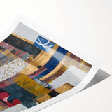 Abstract geometric rolled print showcasing vibrant colors and intricate patterns, perfect for modern home decor. Packaged securely in a protective tube for easy transport and display.