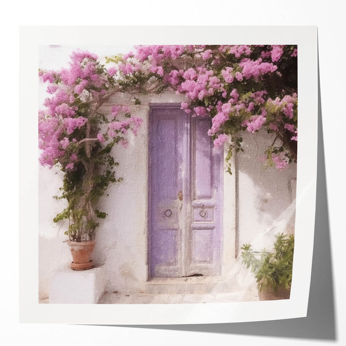 Extra large wall art print of a Greek door architecture in glossy finish, ideal for art wall dining room or classy bathroom.