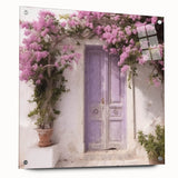 Acrylic print of a Greek architecture door design in neutral tones, suitable for dining room or bedroom decor.