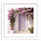 Abstract art print of a Greek door architecture in muted earth tones on a framed canvas.