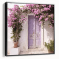 Black and white framed canvas of a vintage Greek door, ideal for bedroom wall art.