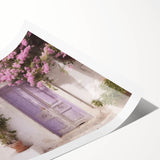 Extra large wall art featuring line art flowers on a Greek door design, printed on rolled canvas.