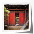 Japanese-style door in muted earth tones on a glossy photo print, suitable for art wall dining room or classy bathroom.
