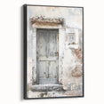 Black and white framed canvas featuring a rustic Italian door, ideal for vintage bedroom decor.